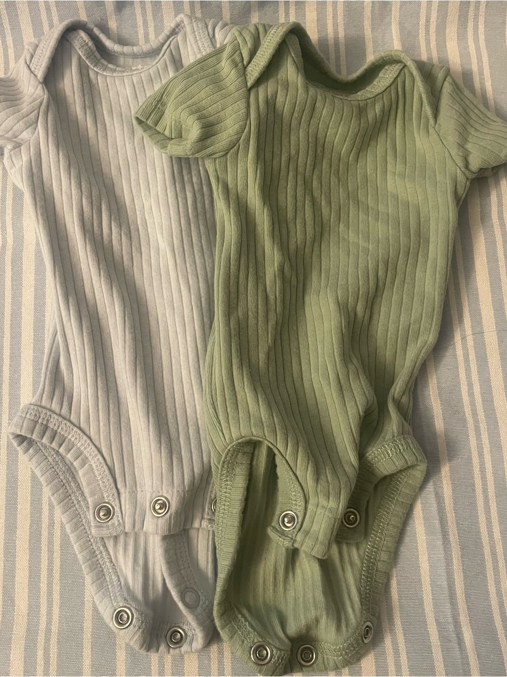 Carter's Ribbed One-Piece Bodysuits in Sage Green & Light Gray